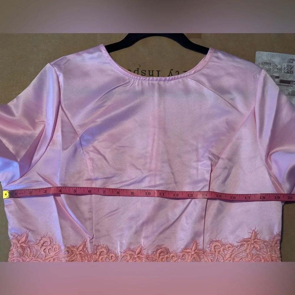 XPLUSWEAR Pink High-Low Dress with Lace Detail